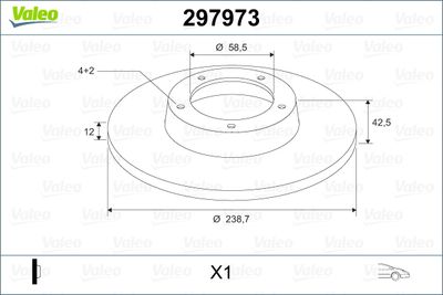 Тормозной диск VALEO 297973 для LADA 111