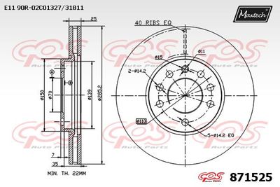MAXTECH 871525 Тормозные диски  для OPEL VECTRA C (Z02) 2.0 16V Turbo (F69)