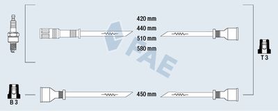 Комплект проводов зажигания FAE 83030 для SEAT 124