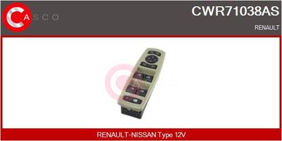 Выключатель, стеклолодъемник CASCO CWR71038AS для RENAULT FLUENCE