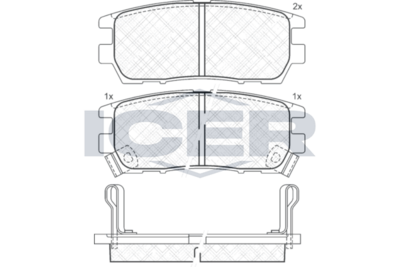 комплект спирачно феродо, дискови спирачки ICER