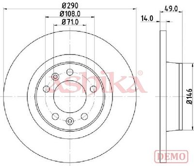 спирачен диск ASHIKA 61-00-0612C