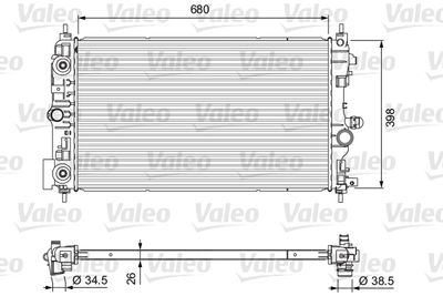 Радиатор, охлаждение двигателя VALEO 701733 для OPEL CASCADA