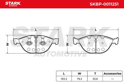 комплект спирачно феродо, дискови спирачки STARK SKBP-0011251