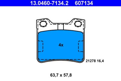 Комплект тормозных колодок, дисковый тормоз ATE 13.0460-7134.2 для PEUGEOT 406