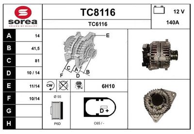 GENERATOR / ALTERNATOR SNRA TC8116