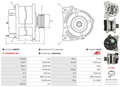 GENERATOR / ALTERNATOR AS-PL A0857S 4
