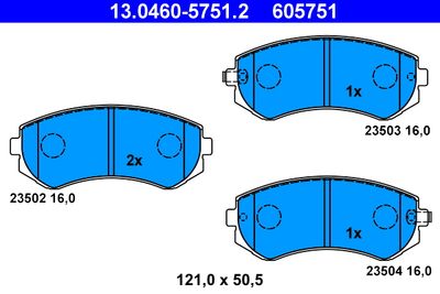 Комплект тормозных колодок, дисковый тормоз 13.0460-5751.2