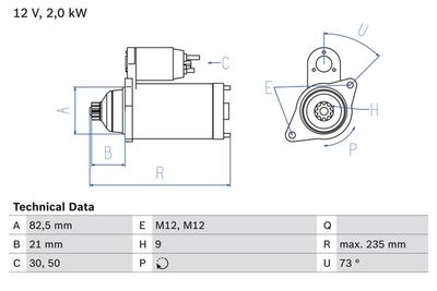 BOSCH 0 986 021 630 Стартер для VW CRAFTER
