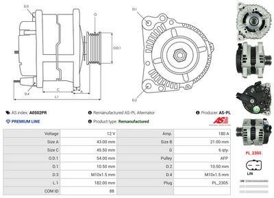 GENERATOR / ALTERNATOR AS-PL A0502PR 4