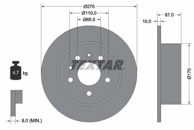 TEXTAR 92038200 Тормозные диски  для CHEVROLET  (Шевроле Омега)