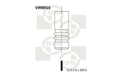 BGA V998916 Клапан впускной  для FIAT TIPO (Фиат Типо)