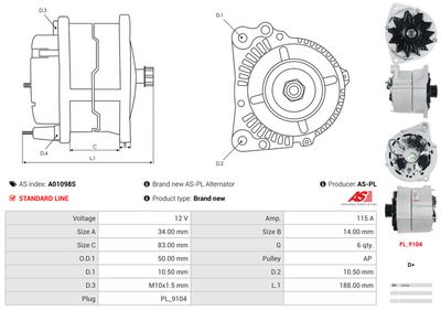 GENERATOR / ALTERNATOR AS-PL A01098S 4