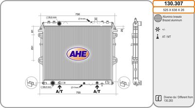 Радиатор, охлаждение двигателя AHE 130.307 для TOYOTA HILUX