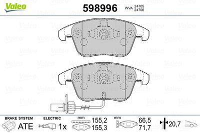 Комплект тормозных колодок, дисковый тормоз VALEO 598996 для AUDI A5