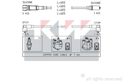 Комплект проводов зажигания KW 359 725 для VW CORRADO