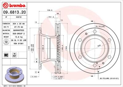 Bromsskiva BREMBO 09.6813.20