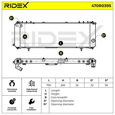 радиатор, охлаждане на двигателя RIDEX 470R0395
