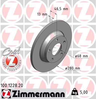 Тормозной диск ZIMMERMANN 100.1228.20