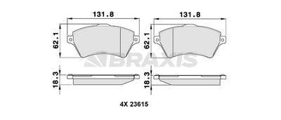 Комплект тормозных колодок, дисковый тормоз BRAXIS AA0097 для LAND ROVER FREELANDER