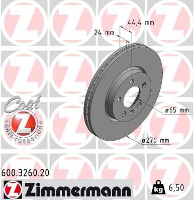 Тормозной диск ZIMMERMANN 600.3260.20 для VW T-CROSS