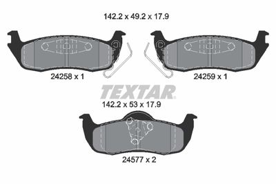 Комплект тормозных колодок, дисковый тормоз TEXTAR 2425801 для JEEP COMMANDER