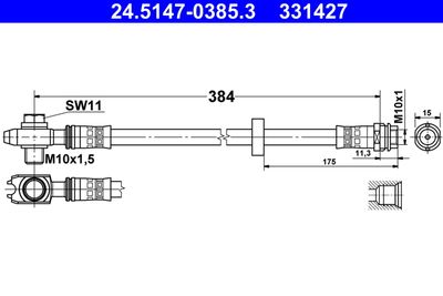 Тормозной шланг ATE 24.5147-0385.3 для SEAT AROSA