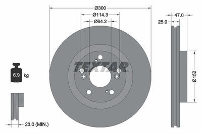 Тормозной диск TEXTAR 92125000 для ACURA RSX