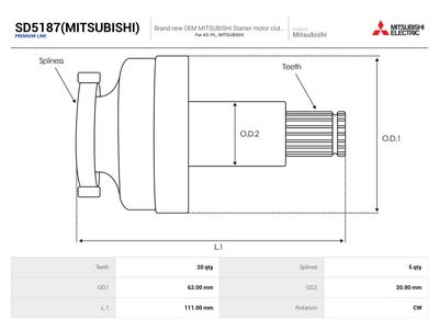 Pastorek, startér AS-PL SD5187(MITSUBISHI)
