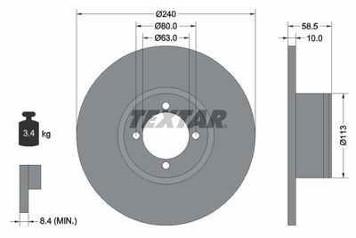 Тормозной диск TEXTAR 92001100 для BMW 1502-2002
