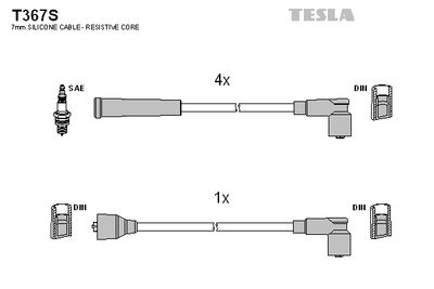 Комплект проводов зажигания TESLA T367S для ZAZ TAVRIA