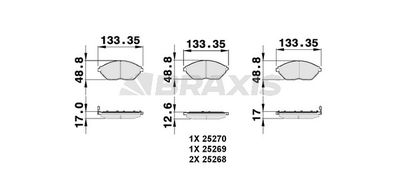 Комплект тормозных колодок, дисковый тормоз BRAXIS AB0151 для CHEVROLET SPARK