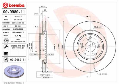BREMBO Bremsscheibe PRIME LINE - UV Coated (09.D989.11)
