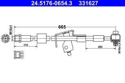 ATE 24.5176-0654.3 Тормозной шланг  для CHEVROLET ORLANDO (Шевроле Орландо)