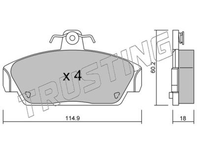 Комплект тормозных колодок, дисковый тормоз TRUSTING 123.0 для ROVER 100