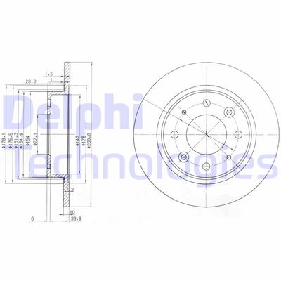 DELPHI BG3336 Тормозные диски  для KIA CLARUS (Киа Кларус)