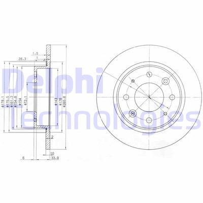 Тормозной диск DELPHI BG3336 для KIA CLARUS