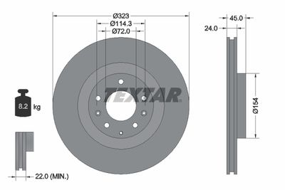 Тормозной диск TEXTAR 92174403 для MAZDA RX-8