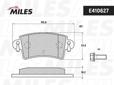 Комплект тормозных колодок, дисковый тормоз MILES E510627 для RENAULT MASTER