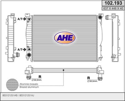 AHE 102.193 Радиатор охлаждения двигателя для AUDI A4 B7 Avant (8ED)