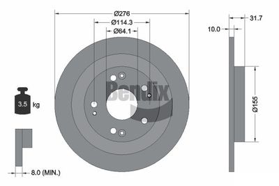 BENDIX Braking BDS1792 Тормозные диски  для HONDA CIVIC (Хонда Цивик)