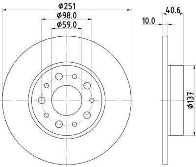 Тормозной диск HELLA 8DD 355 118-071 для FIAT 500L