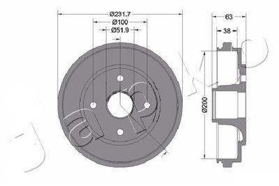 JAPKO 560401 Тормозной барабан  для OPEL AGILA (A) (H00) 1.2 16V (F68)