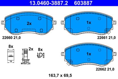 Комплект тормозных колодок, дисковый тормоз ATE 13.0460-3887.2 для MERCEDES-BENZ X-CLASS