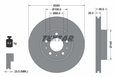 Тормозной диск TEXTAR 92055400 для VOLVO 760