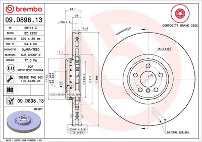BREMSSCHEIBE BREMBO 09D89813 1