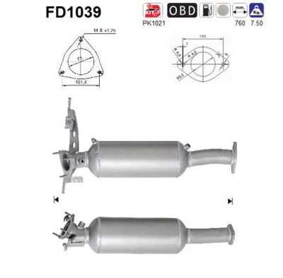 Filtr sadzy / filtr cząstek stałych, układ wydechowy AS 36000835