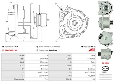 GENERATOR / ALTERNATOR AS-PL A2101S 4