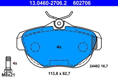 Комплект тормозных колодок, дисковый тормоз ATE 13.0460-2706.2 для CITROËN C6