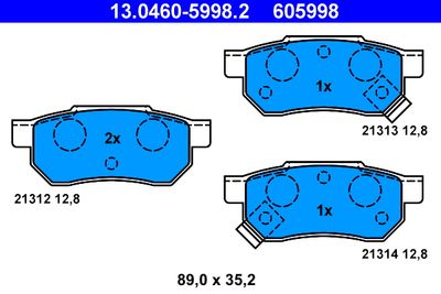 Комплект тормозных колодок, дисковый тормоз ATE 13.0460-5998.2 для ROVER 400